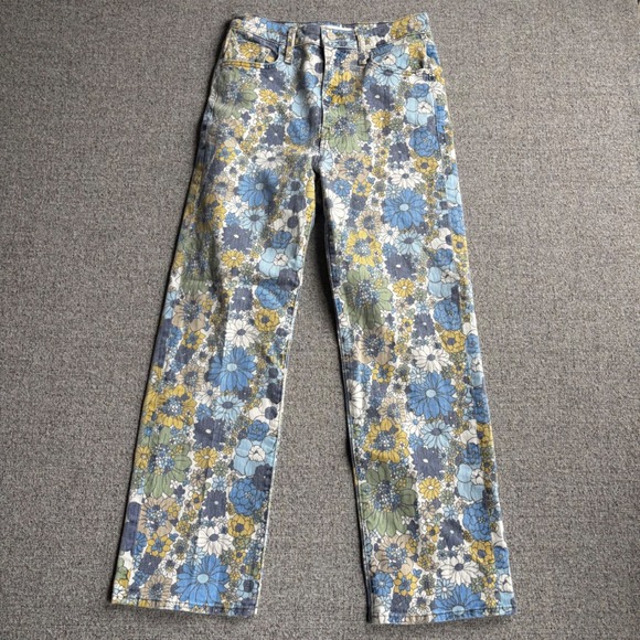 MOTHER Denim - Mother Jeans Women 28 Mother Superior Blue Floral Straight Leg High Rise Denim